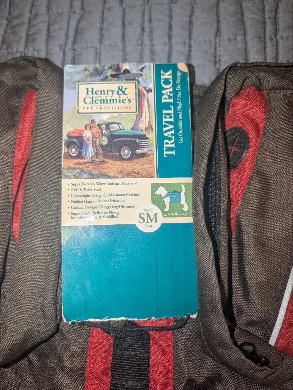 Dog Backpack Medium in Red by Henry and Clemmies Travel Pack Dog SMALL